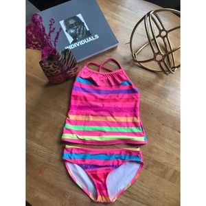Xhilaration | Pink Color Block | Tankini & Bikini